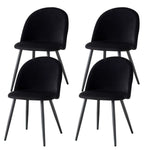 4 Chaises En Velours Noir