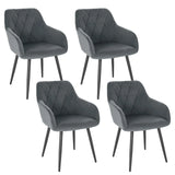 4 Chaises Matelassée Velours Gris