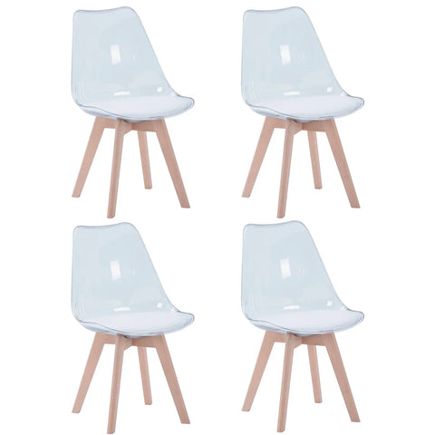 4 Chaises Transparentes Pieds Bois