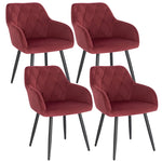 4 Chaises Velours Avec Accoudoirs Bordeaux