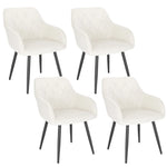 4 Chaises Velours Avec Accoudoirs Creme