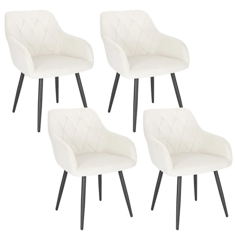 4 Chaises Velours Avec Accoudoirs Creme