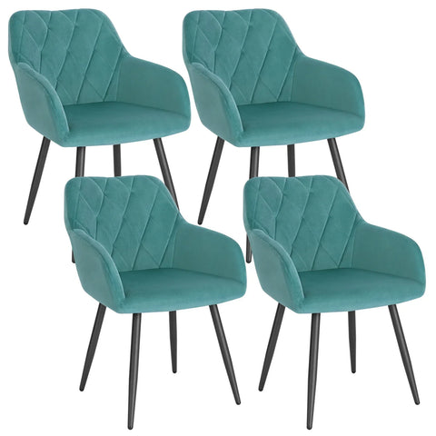 4 Chaises Velours Avec Accoudoirs Turquoise