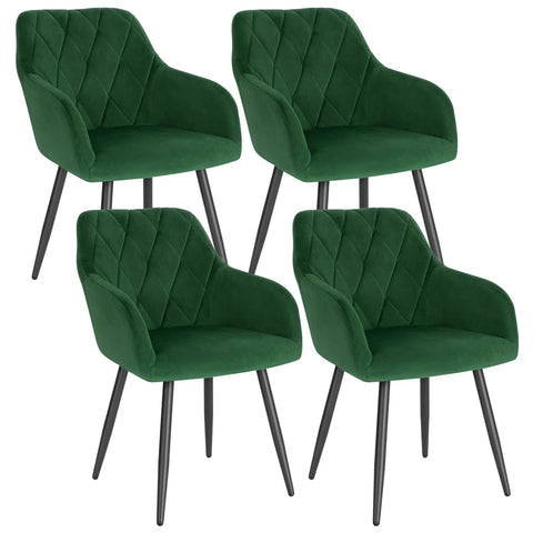 4 Chaises Velours Avec Accoudoirs Vert Olive