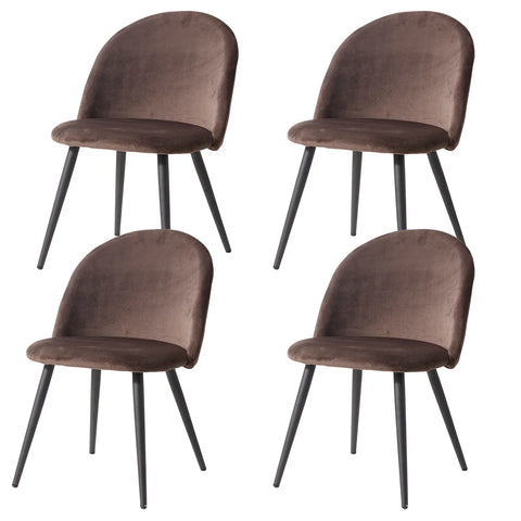 4 Chaises Velours Marron