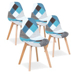 Chaise Scandinave Tissu Patchwork Bleu