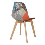 Chaise Scandinave Tissu Patchwork Multicouleur