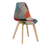 Chaise Scandinave Tissu Patchwork Multicouleur