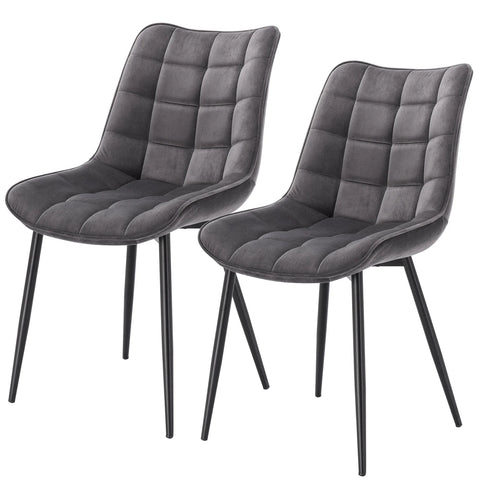 Chaises Matelassées En Velours Gris Foncé