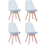 Chaises Transparentes Pieds Bois Lot De 4