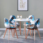 Ensemble Table Et 4 Chaises Scandinave Patchwork Bleu