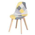 Ensemble Table Et 4 Chaises Scandinave Patchwork Jaune