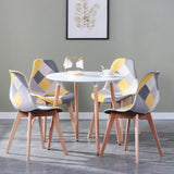 Ensemble Table Et 4 Chaises Scandinave Patchwork Jaune