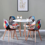 Ensemble Table Et 4 Chaises Scandinave Patchwork Rouge