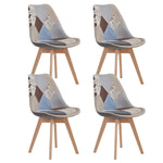 Lot 4 Chaises Scandinaves Patchwork Marron