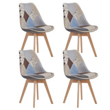 Lot 4 Chaises Scandinaves Patchwork Marron