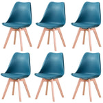 Lot 6 Chaises Scandinaves Avec Coussin Bleu Canard