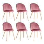 Lot 6 Chaises Velours Rose