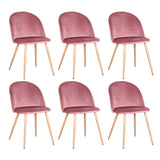 Lot 6 Chaises Velours Rose