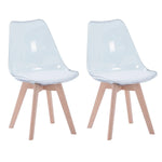 Lot De 2 Chaises Scandinaves Transparentes Blanches