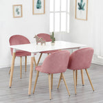 Lot De 6 Chaises En Velours Rose